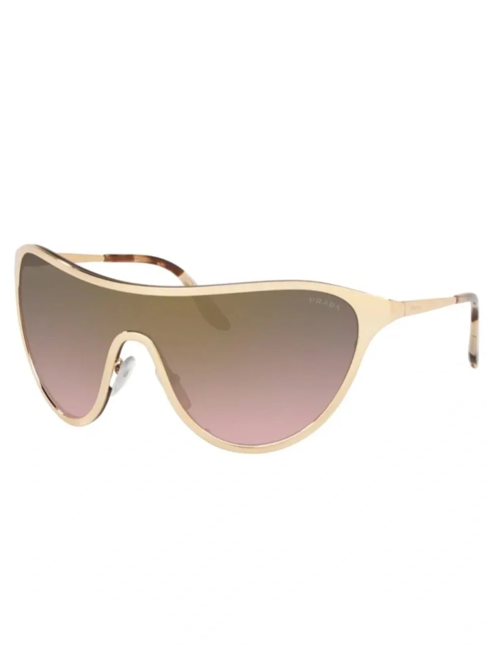 Prada Gold Frame Brown Gradient Shield Sunglasses